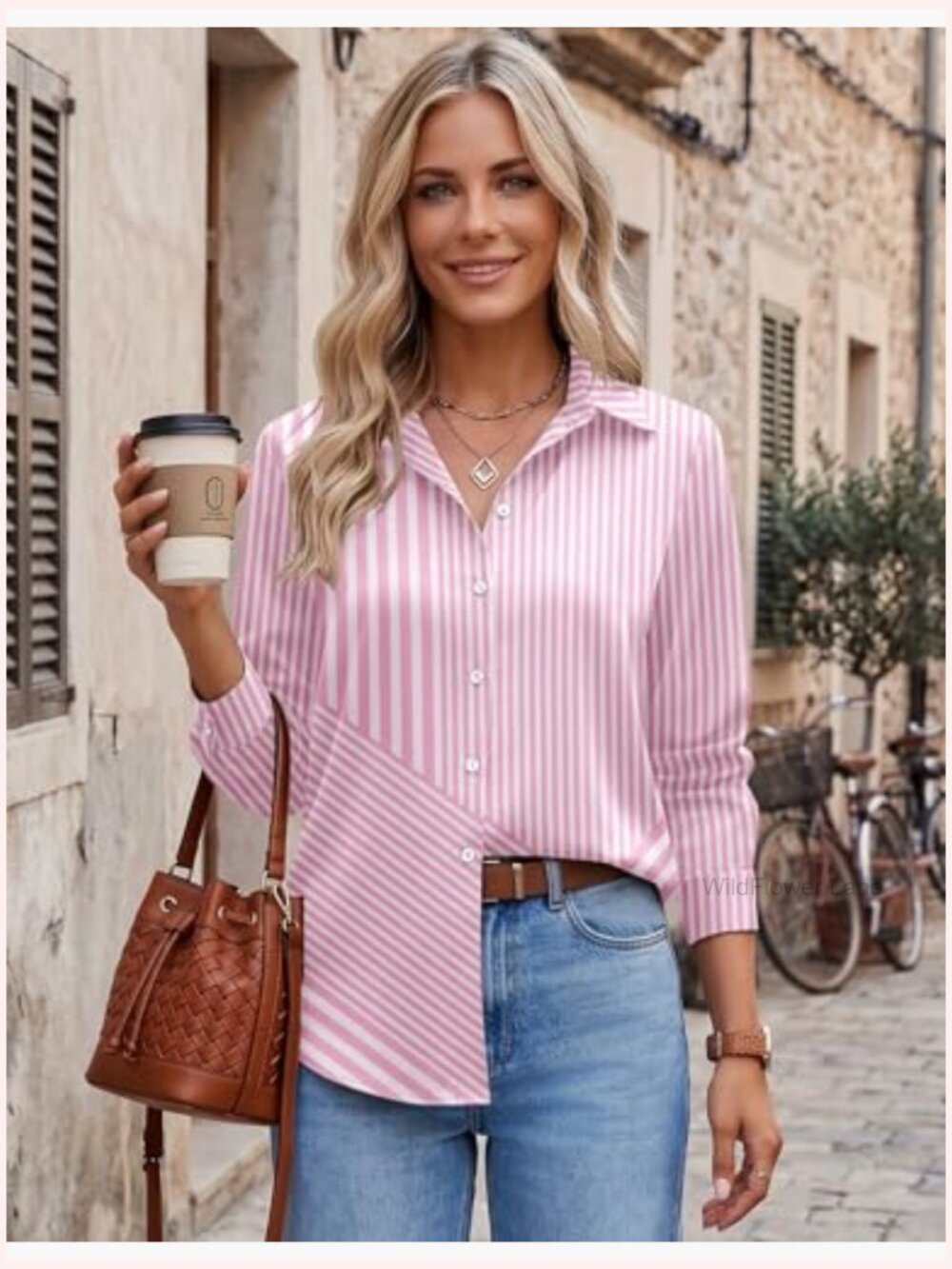 Dressy Casual Long Sleeve Button Down Blouse Summer Top - Picture 3 of 7